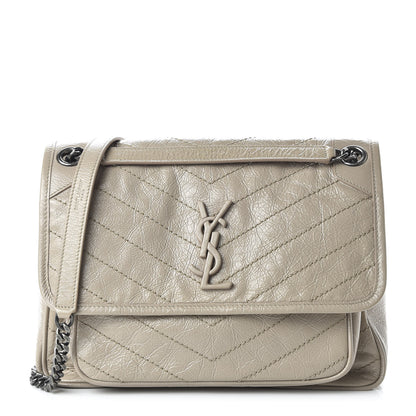 Saint Laurent Crinkled Calfskin Matelasse Monogram Medium Niki Chain Satchel Light Natural 1 of 9