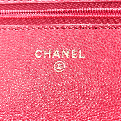 Chanel Caviar Quilted Wallet on Chain WOC Dark Pink 6 of 11