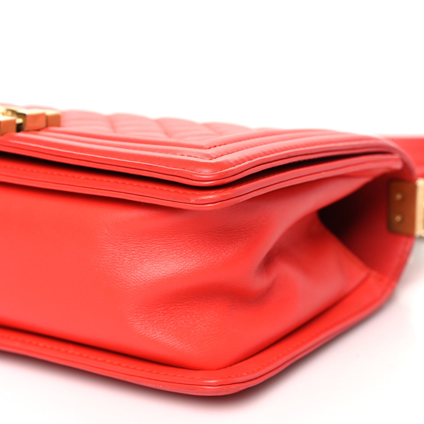 Lambskin Quilted Medium Boy Flap Red