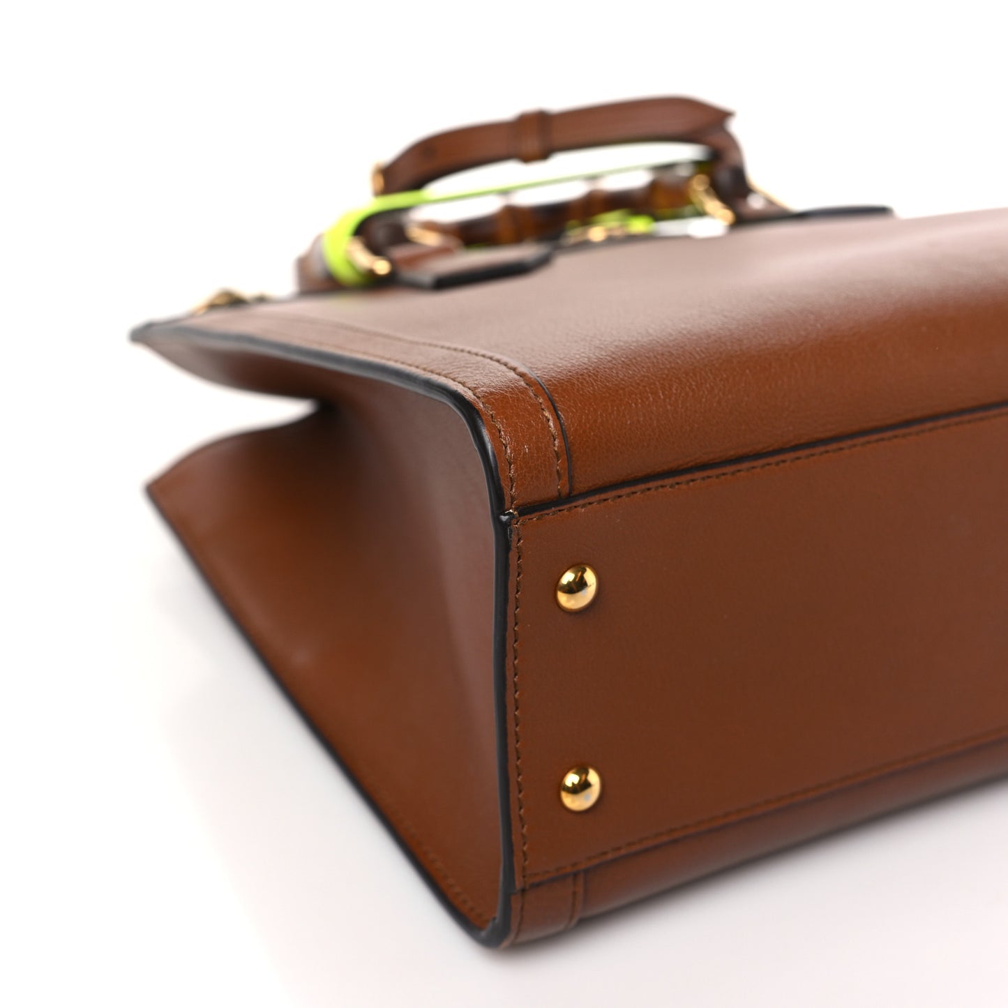 Wonka Grain Calfskin Small Diana Tote Bag Cuir Yellow Fluo
