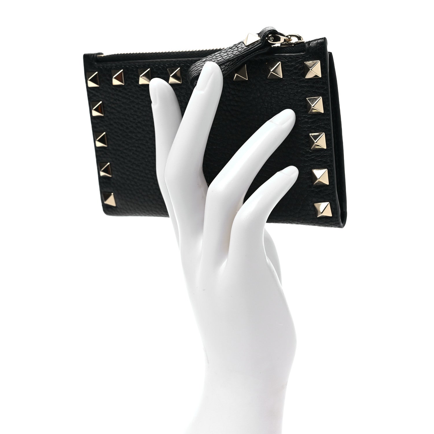 Valentino Garavani Calfskin Rockstud Compact Bi-Fold Wallet Black 2 of 7