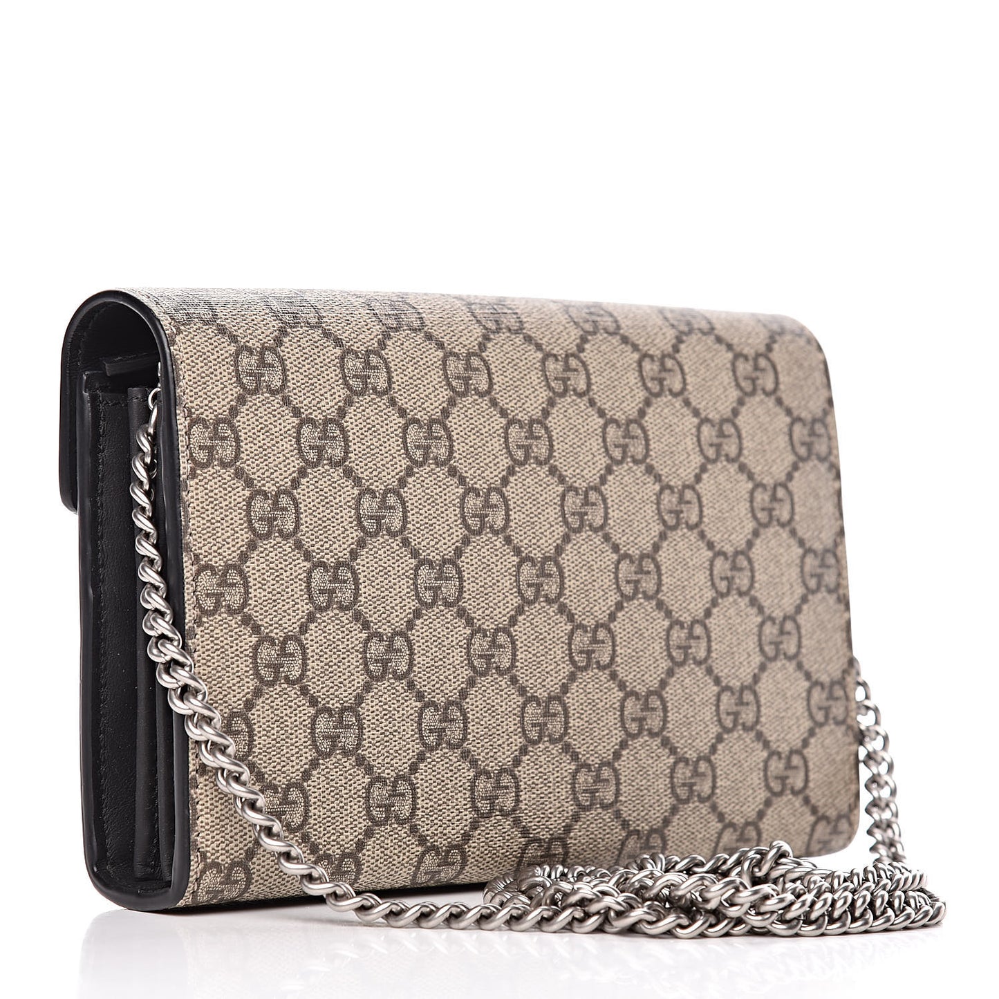 GG Supreme Monogram Mini Dionysus Chain Wallet Beige Black