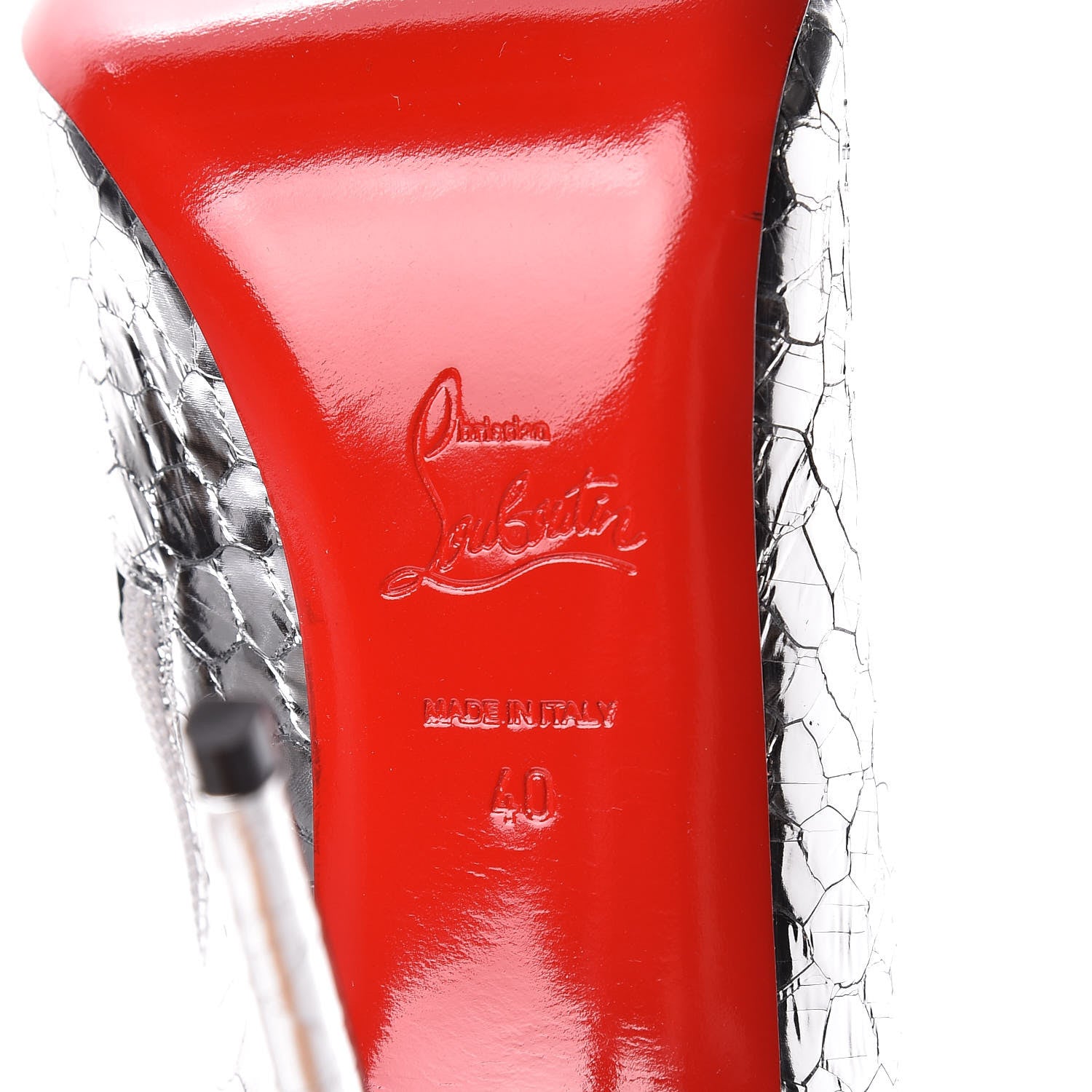 Christian Louboutin Calfskin Craquele So Kate Booty 110 Ankle Boots 40 Silver 7 of 8