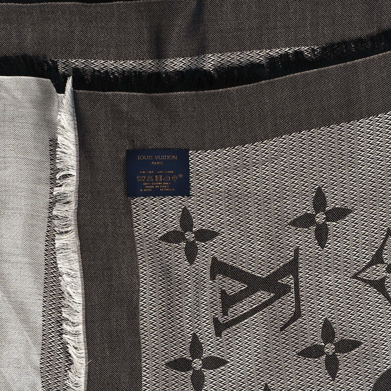 Louis Vuitton Silk Wool Beyond Monogram Shawl Silver 2 of 3