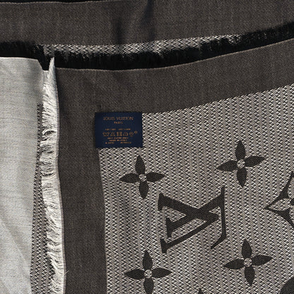 Louis Vuitton Silk Wool Beyond Monogram Shawl Silver 2 of 3