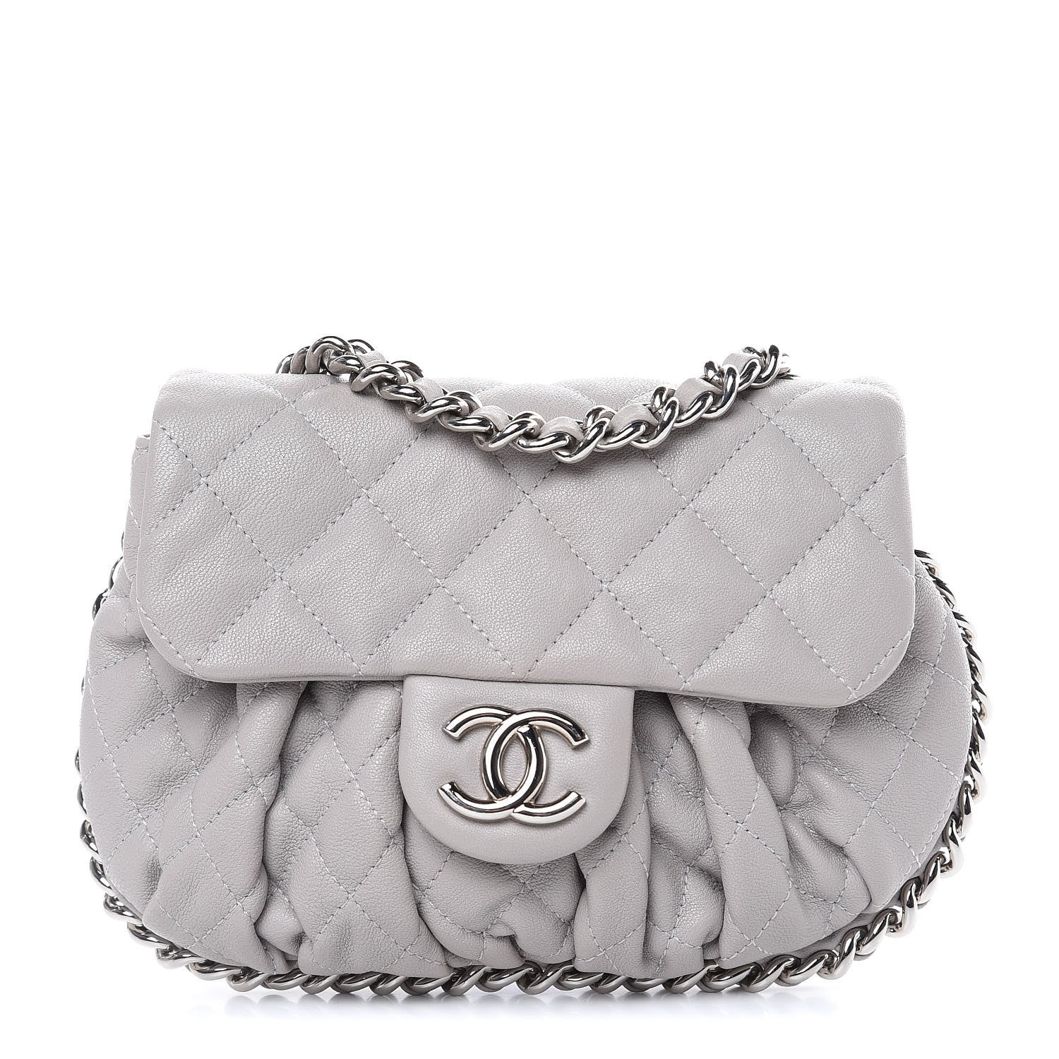 Chanel Washed Lambskin Quilted Mini Chain Around Messenger Grey 1 of 10