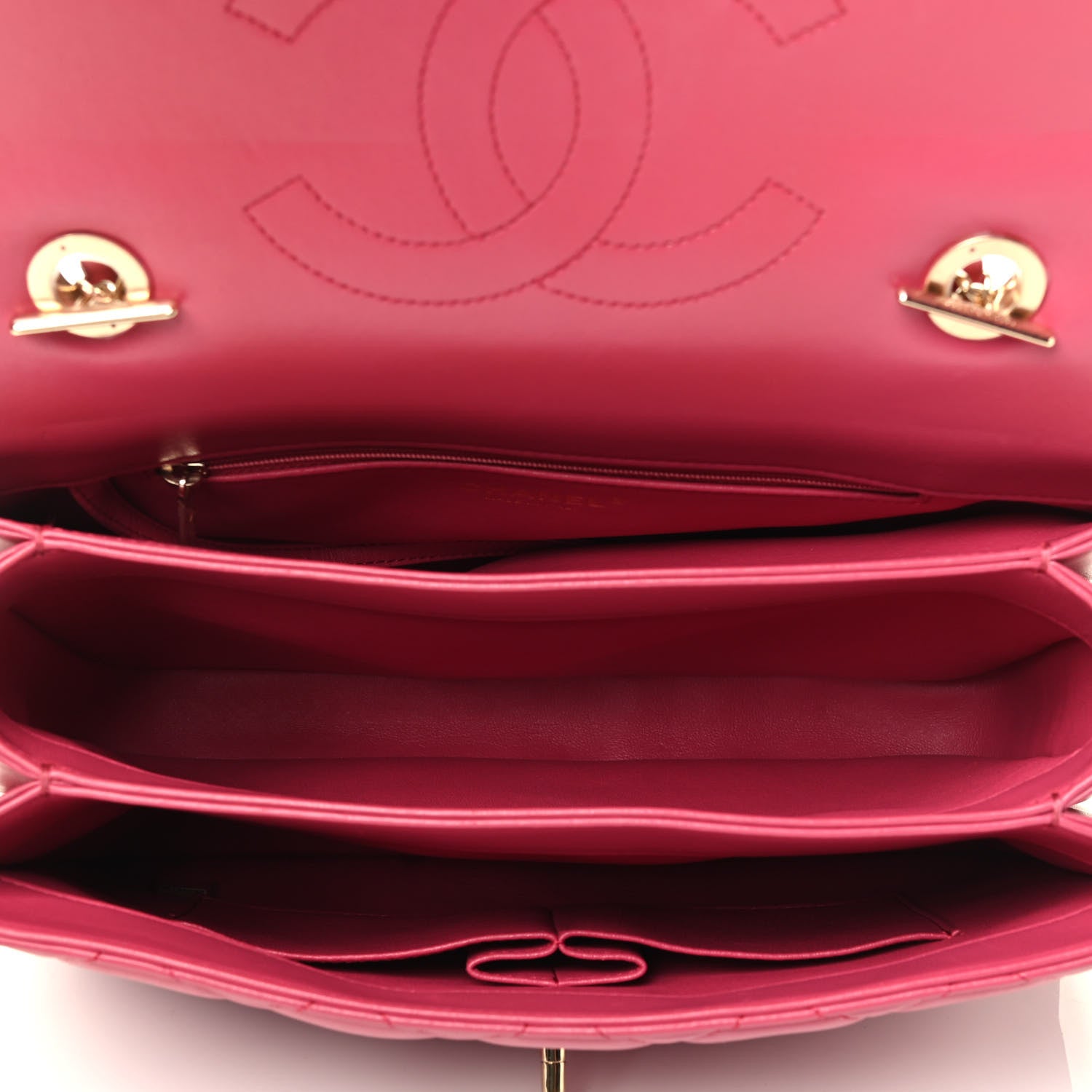 Chanel Lambskin Quilted Medium Trendy CC Flap Dual Handle Bag Dark Pink 3 of 3