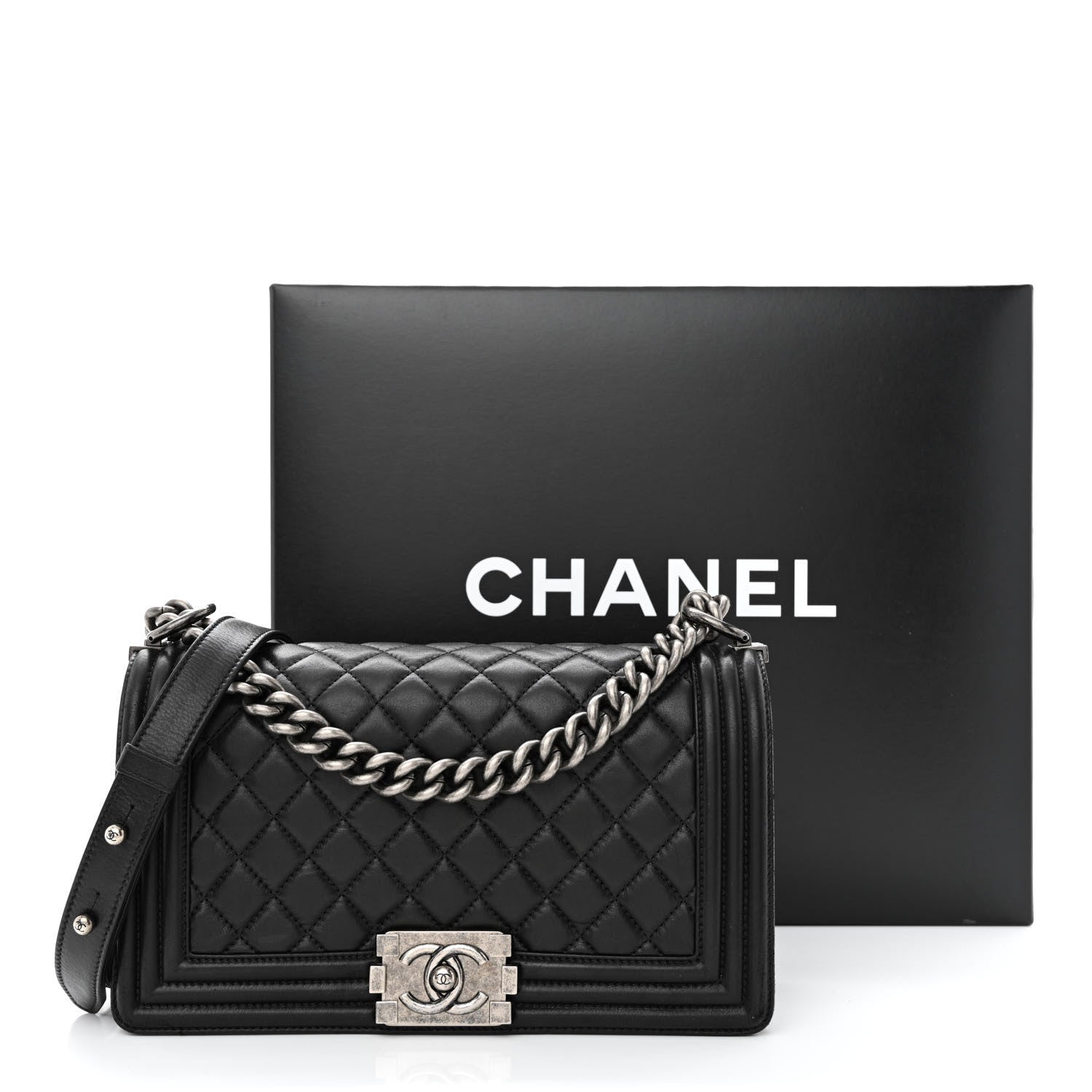 Chanel Calfskin Quilted Medium Boy Flap Black 12 of 12