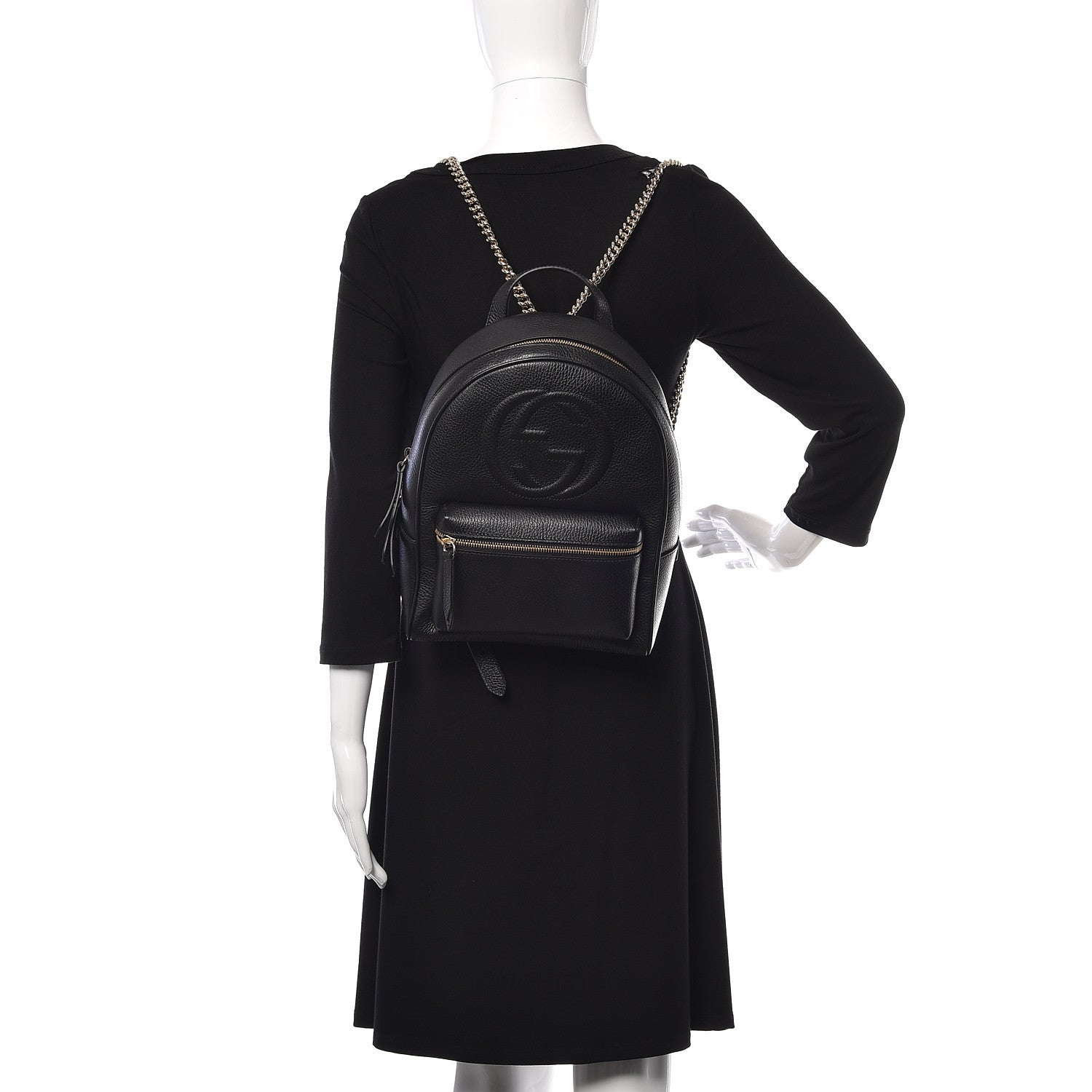 Gucci Pebbled Calfskin Soho Chain Backpack Black 2 of 10