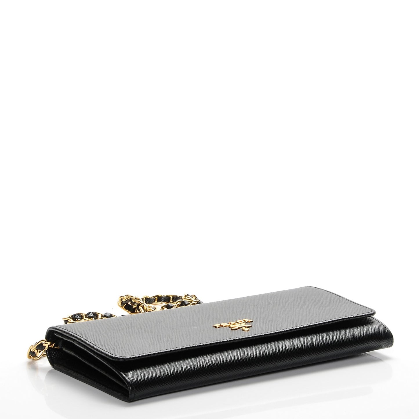 Saffiano Metal Oro Chain Wallet Nero Black