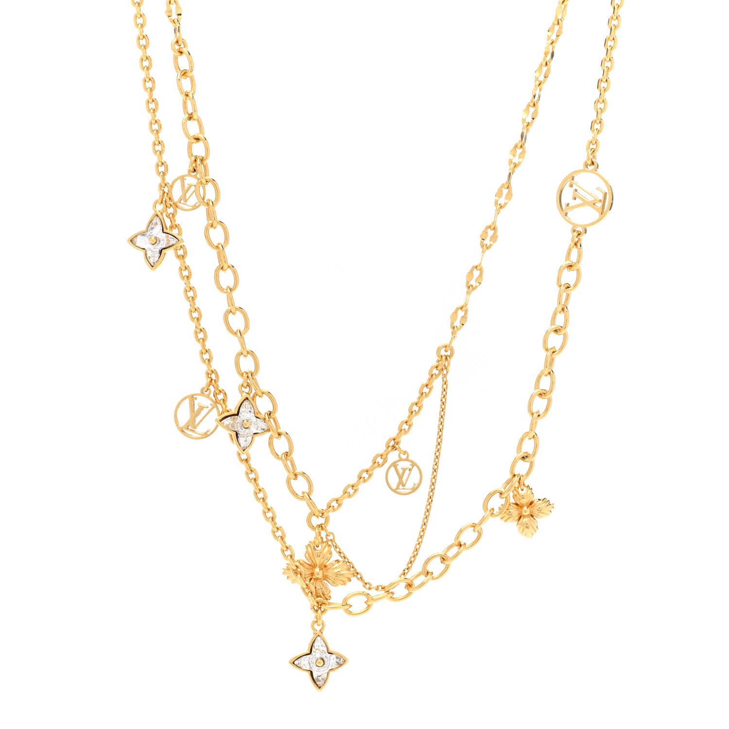 Louis Vuitton Metal Blooming Strass Necklace Gold 1 of 7