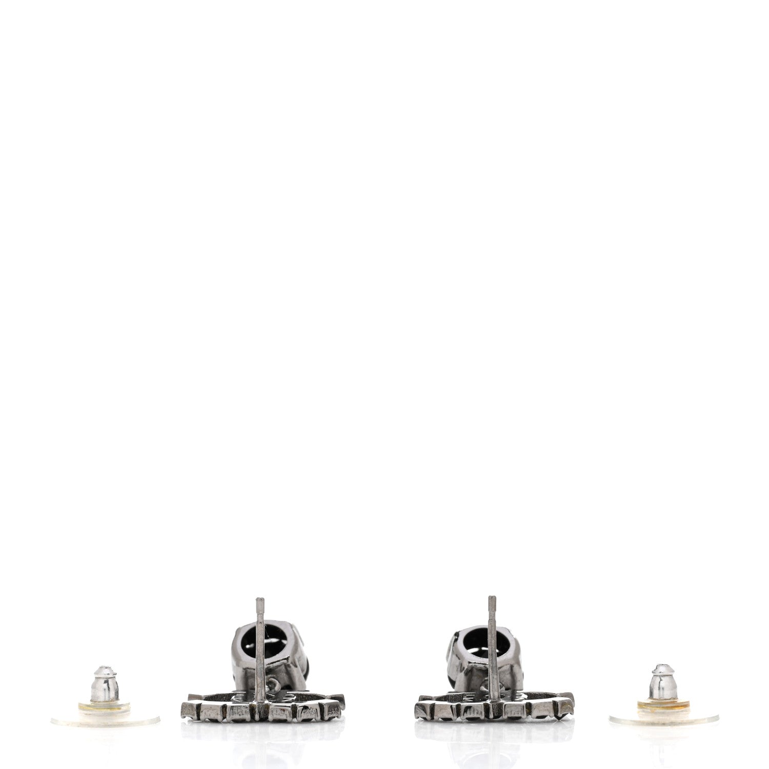 Chanel Ruthenium Crystal CC Drop Earrings Black 3 of 4