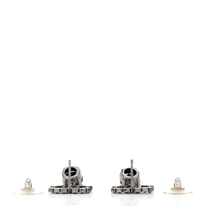 Chanel Ruthenium Crystal CC Drop Earrings Black 3 of 4