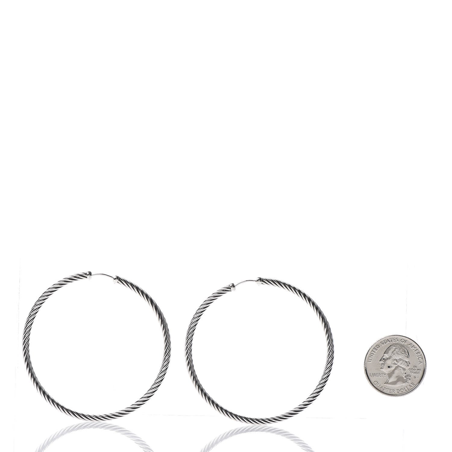 David Yurman Sterling Silver Extra Large Cable Classics Hoop Earrings 2 of 4