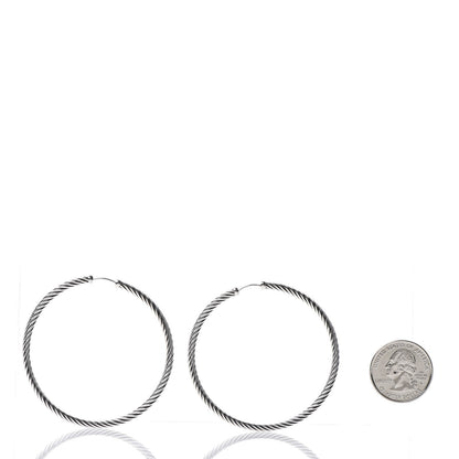 David Yurman Sterling Silver Extra Large Cable Classics Hoop Earrings 2 of 4