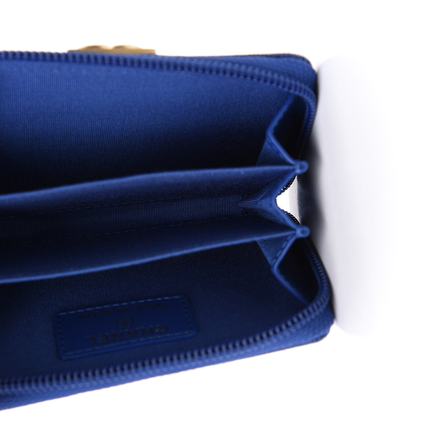 Caviar Quilted Boy Zip Around Coin Purse Wallet Dark Blue