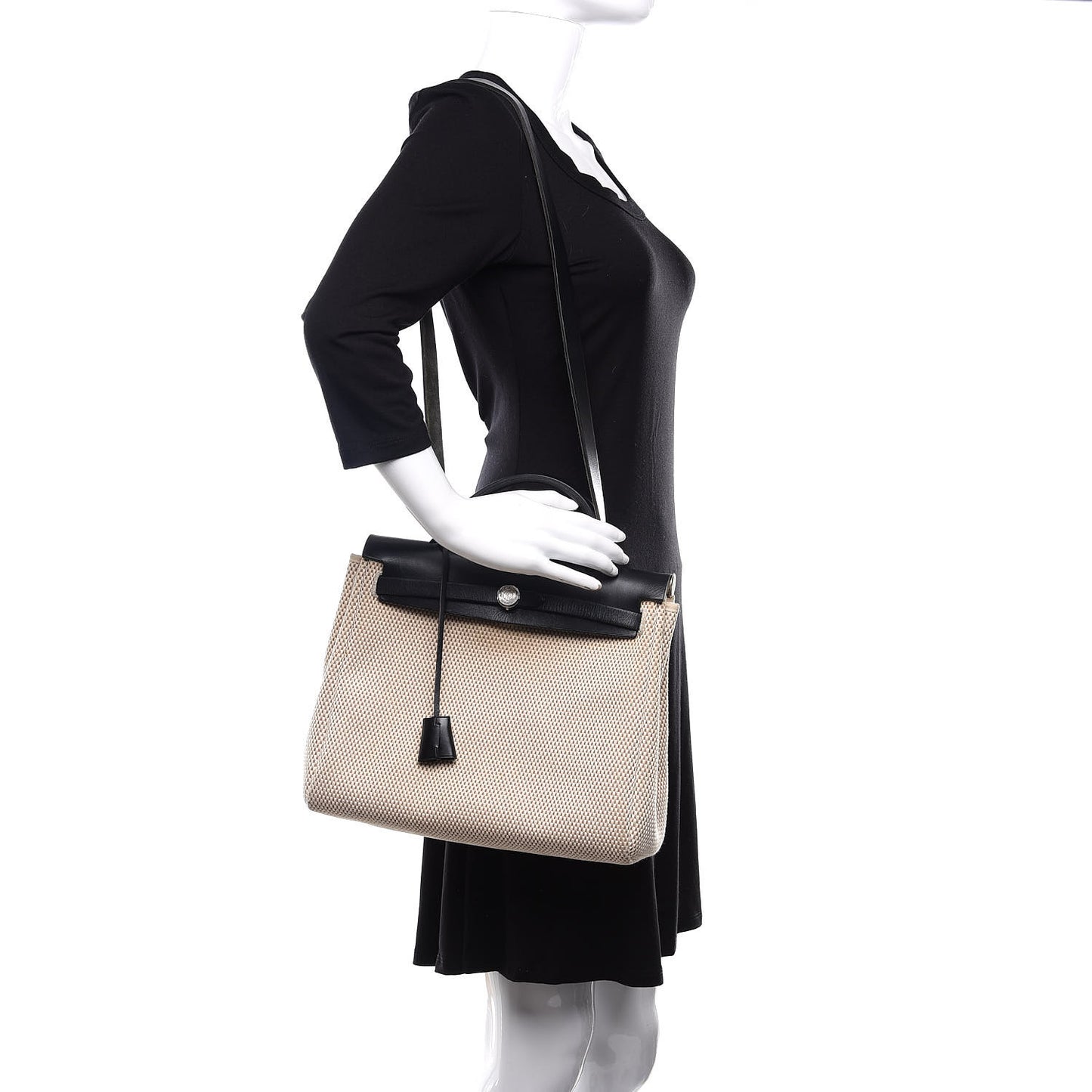 Toile GM Vache Calfskin Herbag 30 PM Natural Black