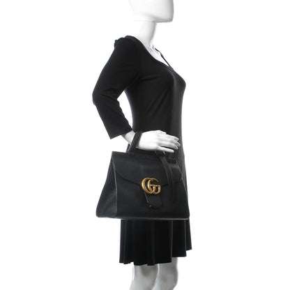 Gucci Calfskin Small GG Marmont Top Handle Bag Black 2 of 13