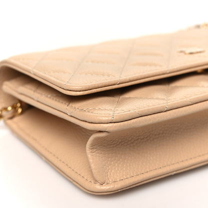 Chanel Caviar Quilted Wallet on Chain WOC Beige 10 of 12