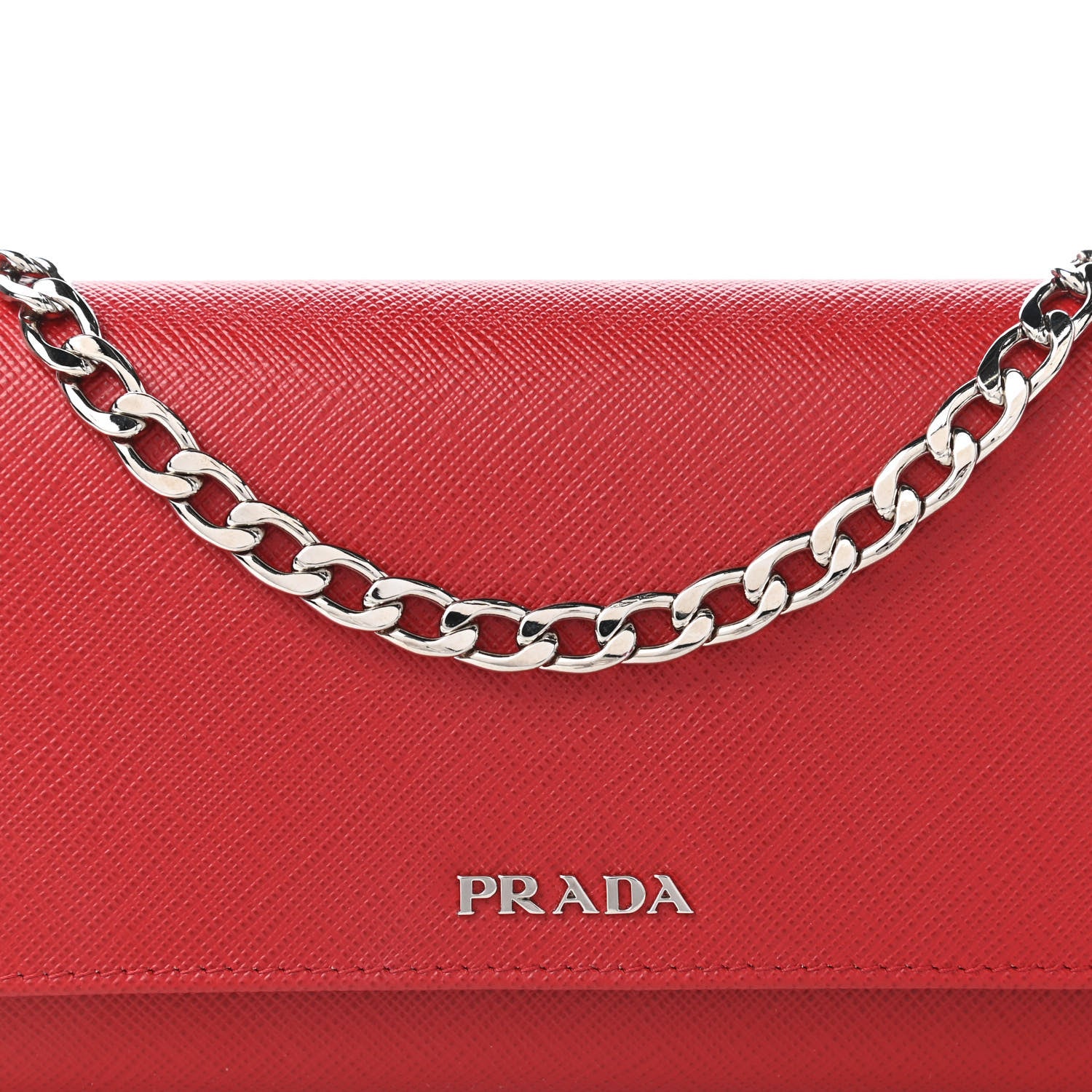 Prada Saffiano Bi-Color Wallet on Chain Fuoco Black 9 of 11