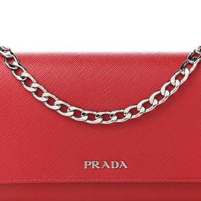 Prada Saffiano Bi-Color Wallet on Chain Fuoco Black 9 of 11