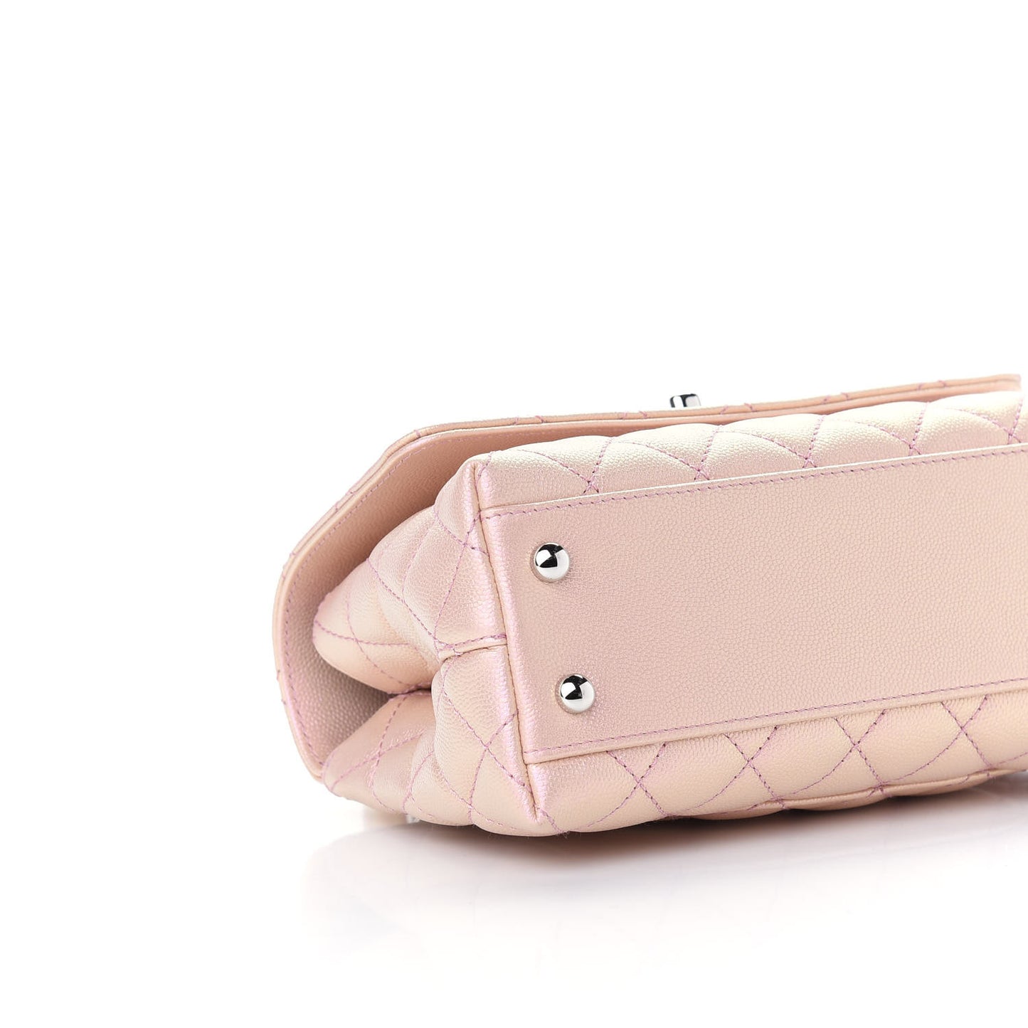 Iridescent Caviar Quilted Mini Coco Handle Flap Pink