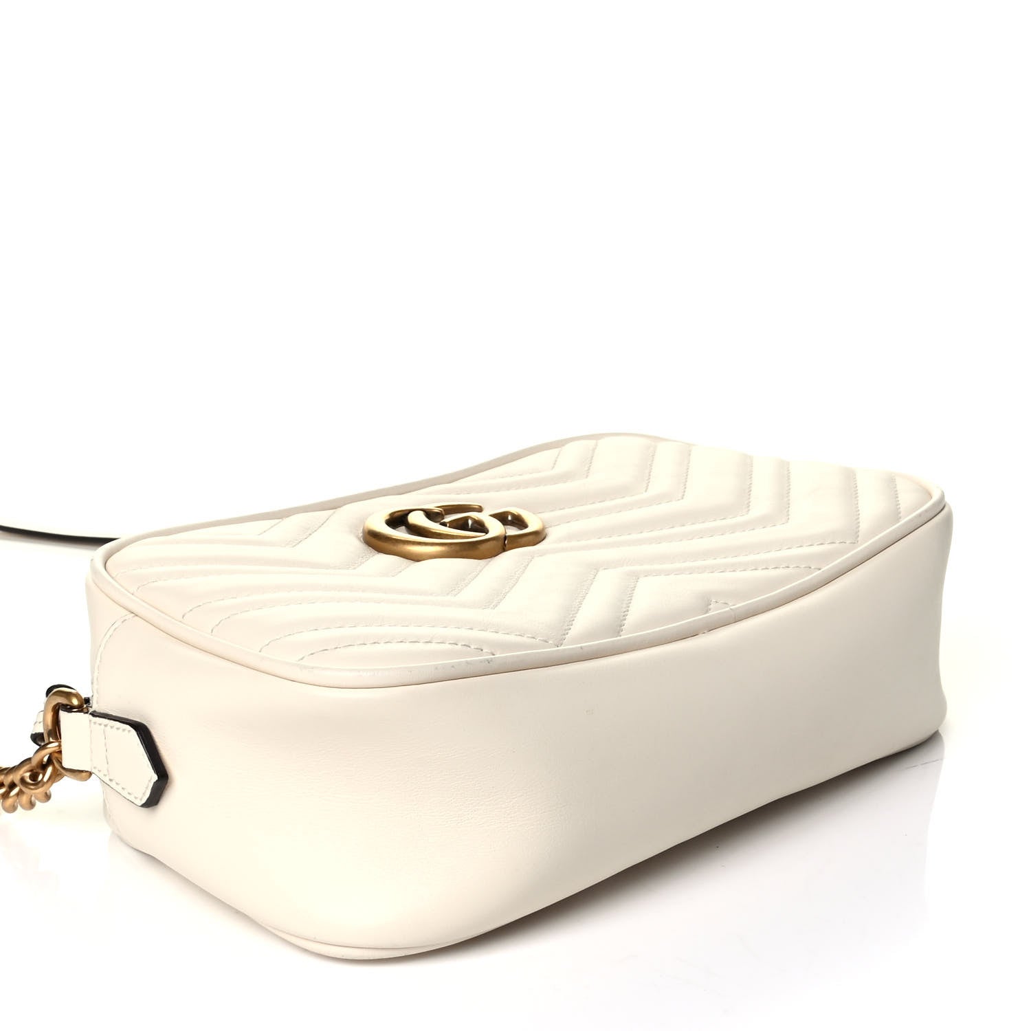 Gucci Calfskin Matelasse Small GG Marmont Chain Shoulder Bag White 3 of 7