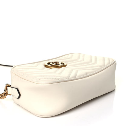Gucci Calfskin Matelasse Small GG Marmont Chain Shoulder Bag White 3 of 7