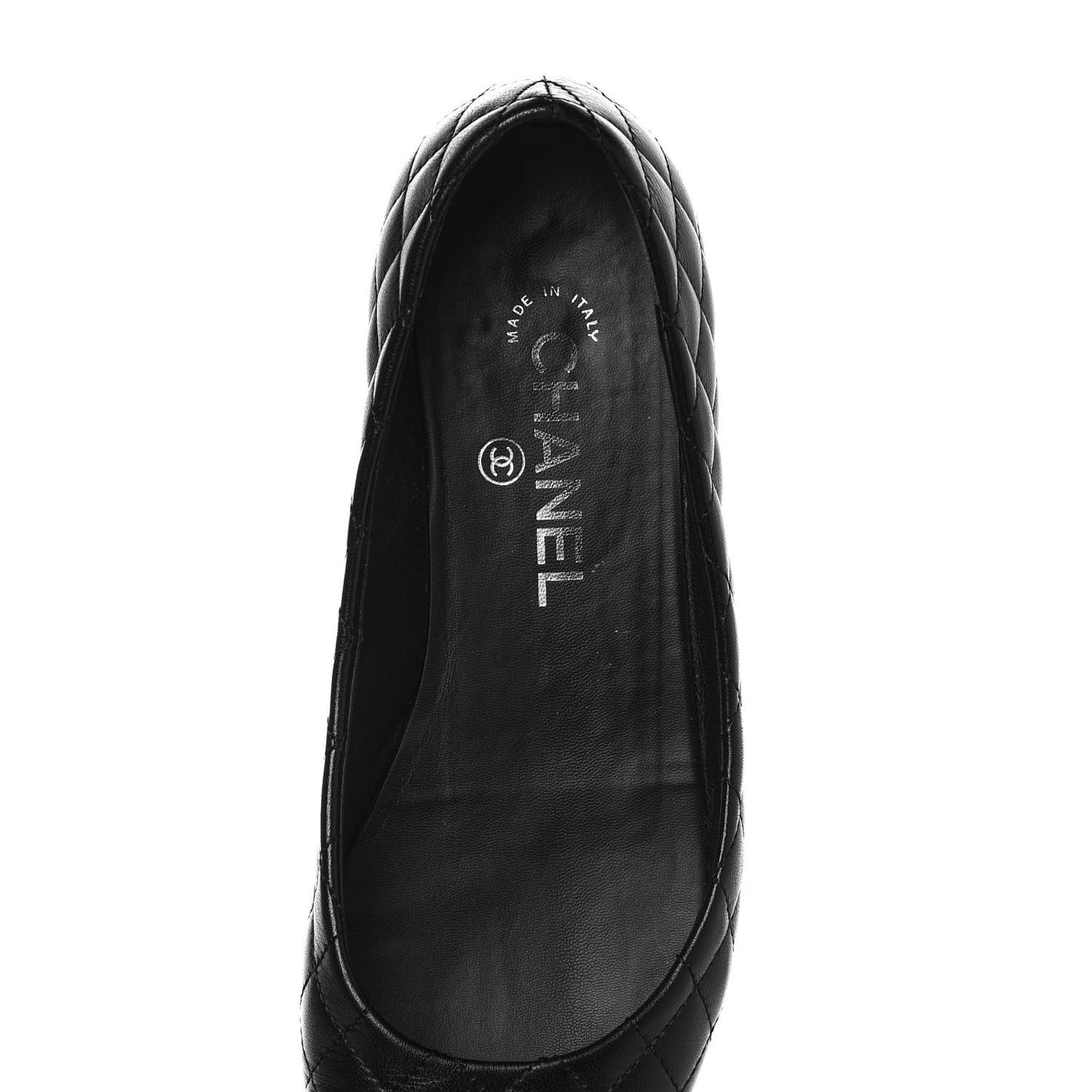 Lambskin Quilted CC Cap Toe Ballerina Flats 37.5 Black