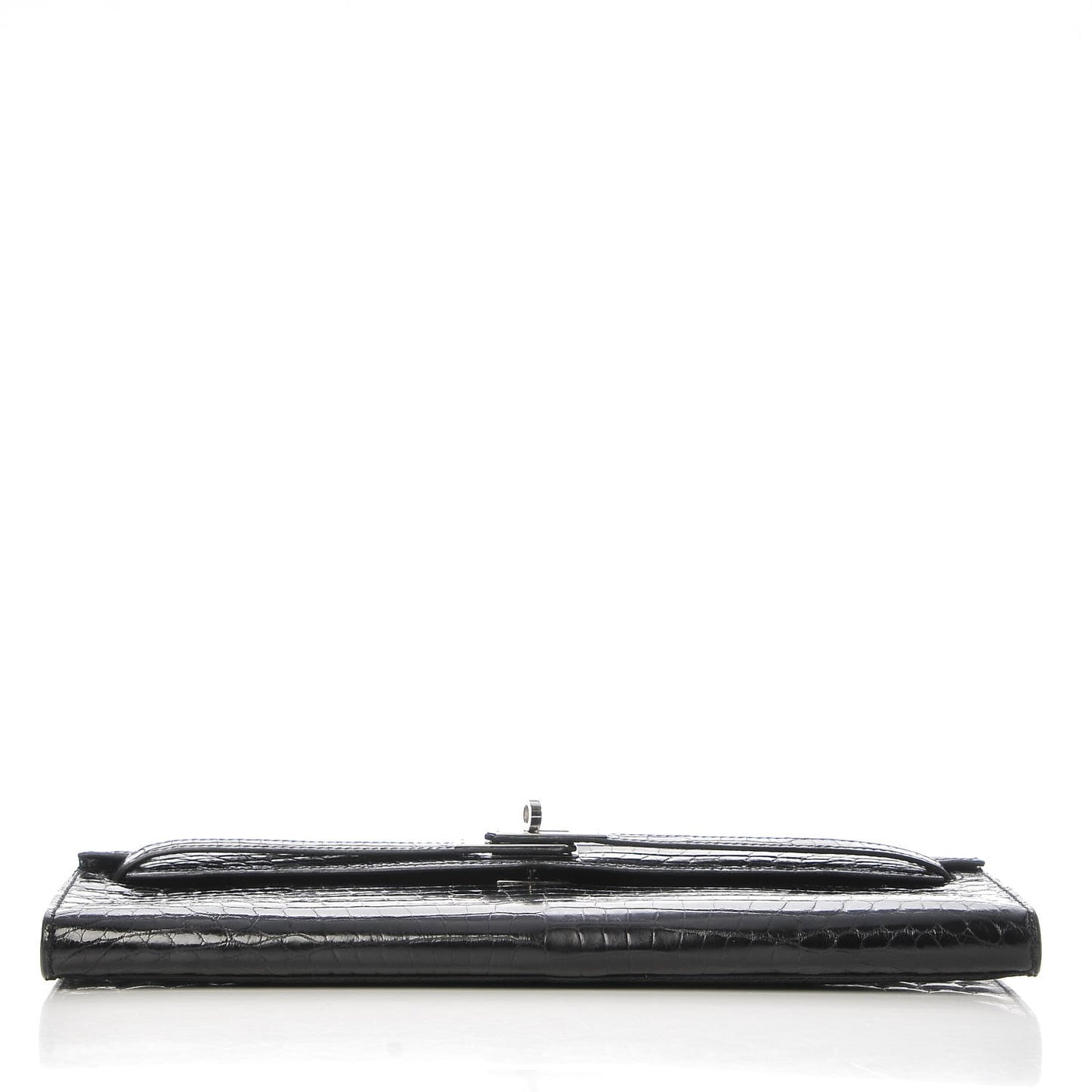 Shiny Niloticus Crocodile Kelly Cut Pochette Black