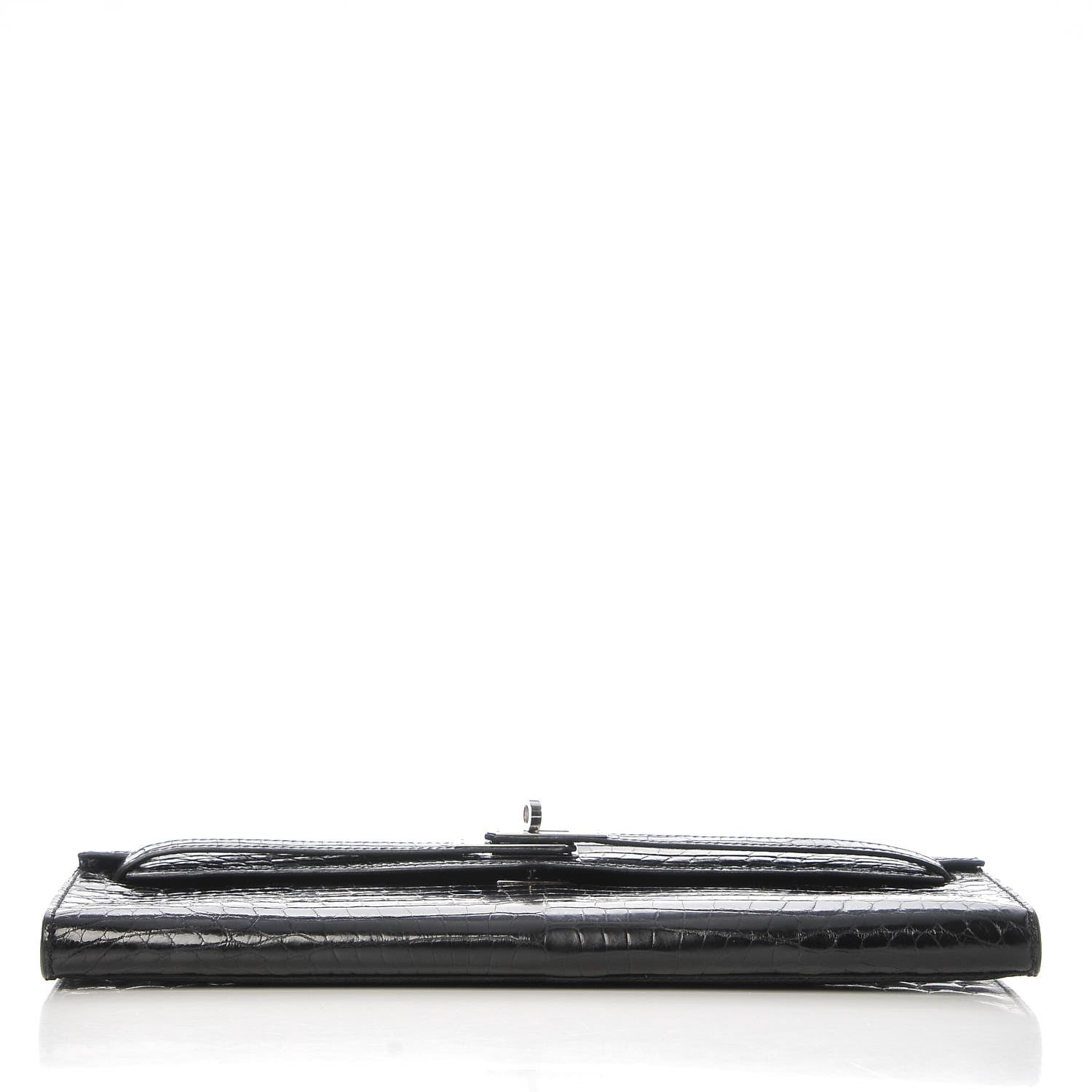 Hermes Shiny Niloticus Crocodile Kelly Cut Pochette Black 20 of 21