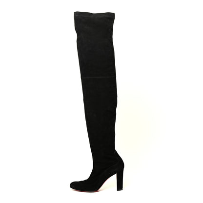 Christian Louboutin Suede Kiss Me Gina 85 Stretch Over The Knee Boots 40.5 Black 1 of 4