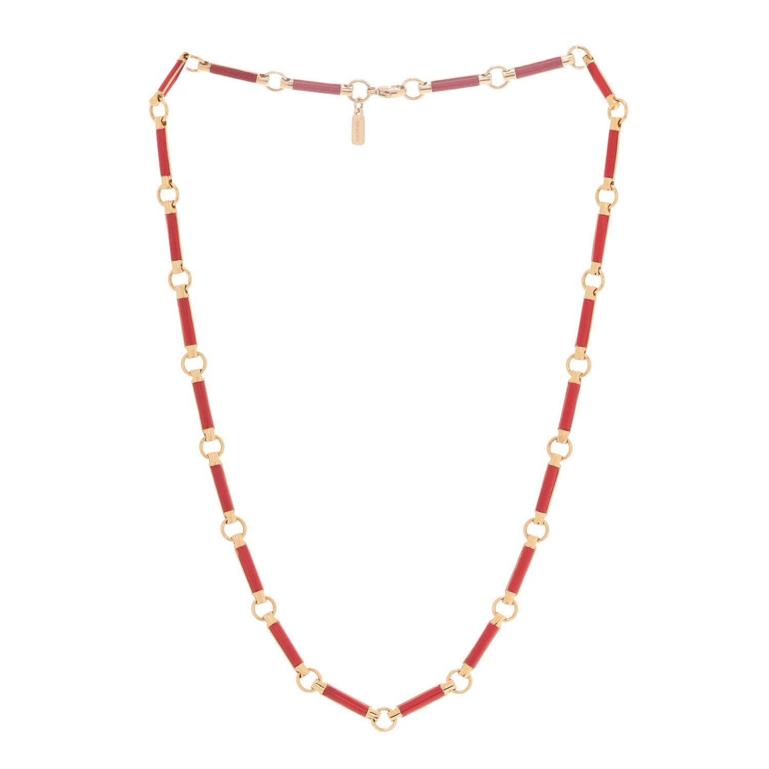 Foundrae 18K Yellow Gold Carnelian Chain Choker Necklace 3 of 6