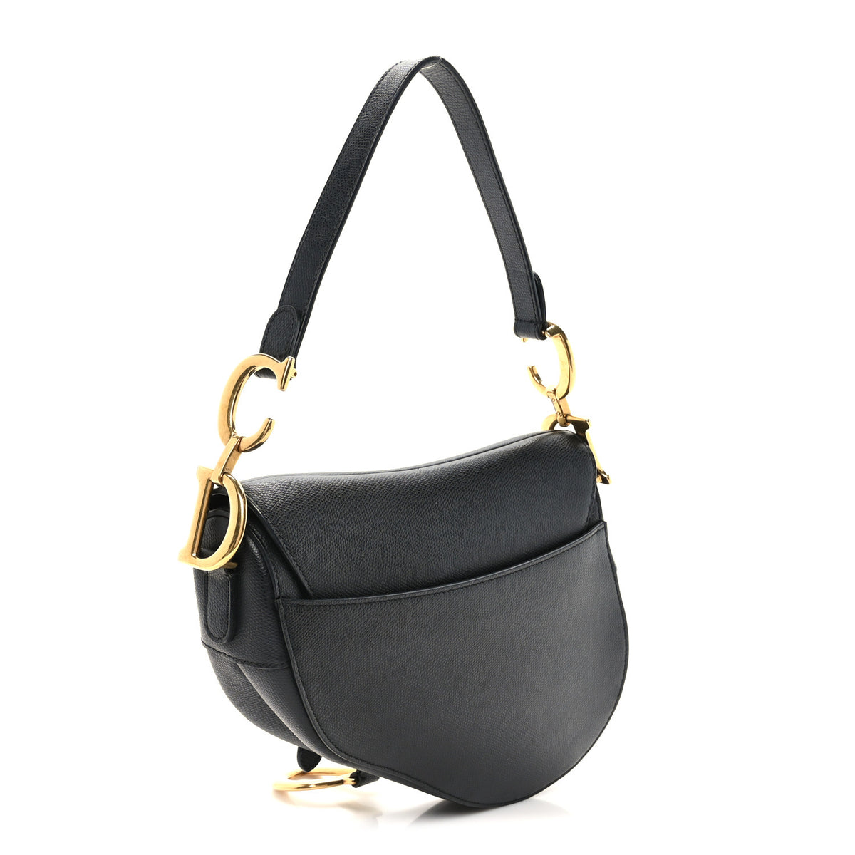 Grained Calfskin Saddle Bag Black
