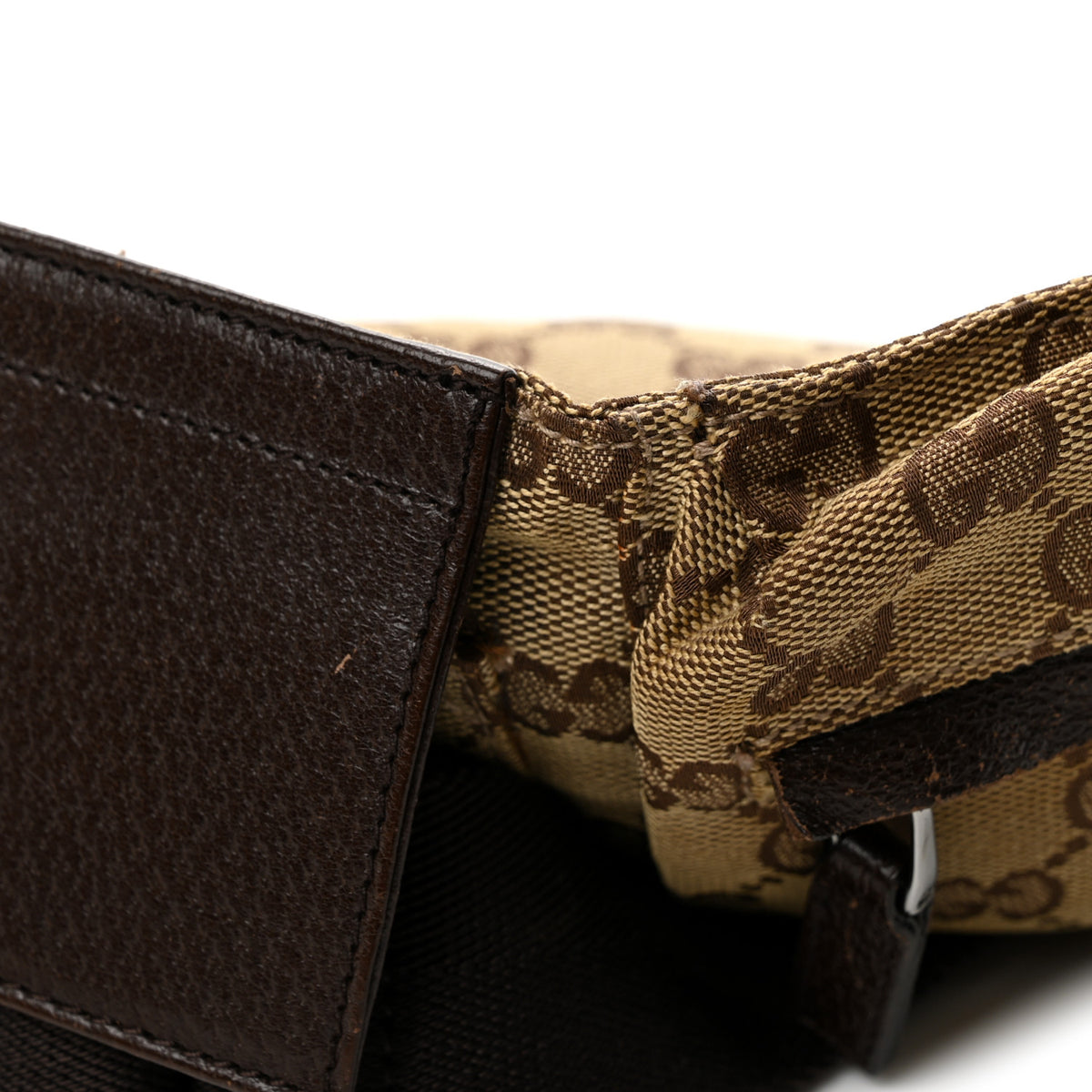 GG Monogram Double Pocket Belt Bag Dark Brown