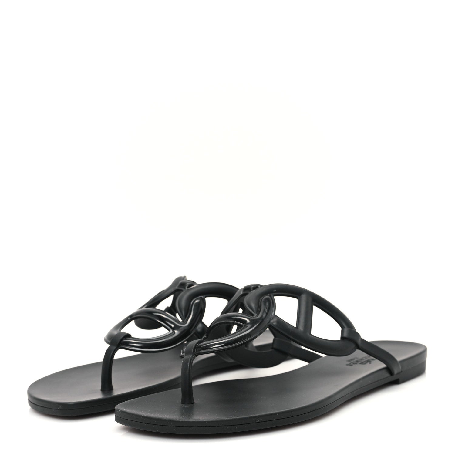 Hermes Rubber Womens Egerie Sandals 38 Black 4 of 10