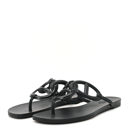 Hermes Rubber Womens Egerie Sandals 38 Black 4 of 10