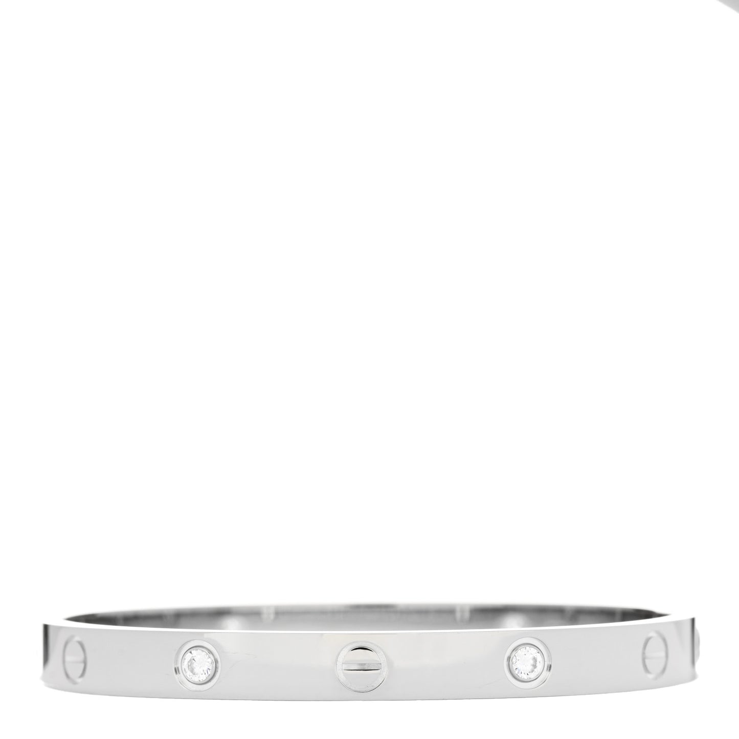 18K White Gold 4 Diamond LOVE Bracelet 17