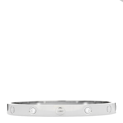 Cartier 18K White Gold 4 Diamond LOVE Bracelet 17 2 of 6