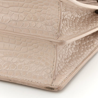 Saint Laurent Calfskin Crocodile Embossed Medium Monogram Sunset Dark Beige 15 of 17