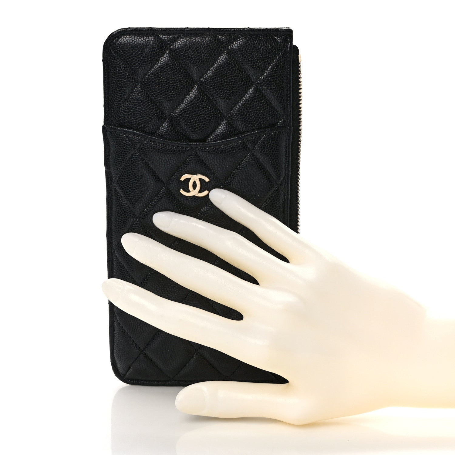 Chanel Caviar Quilted Classic Flat Wallet Pouch Black 2 of 8