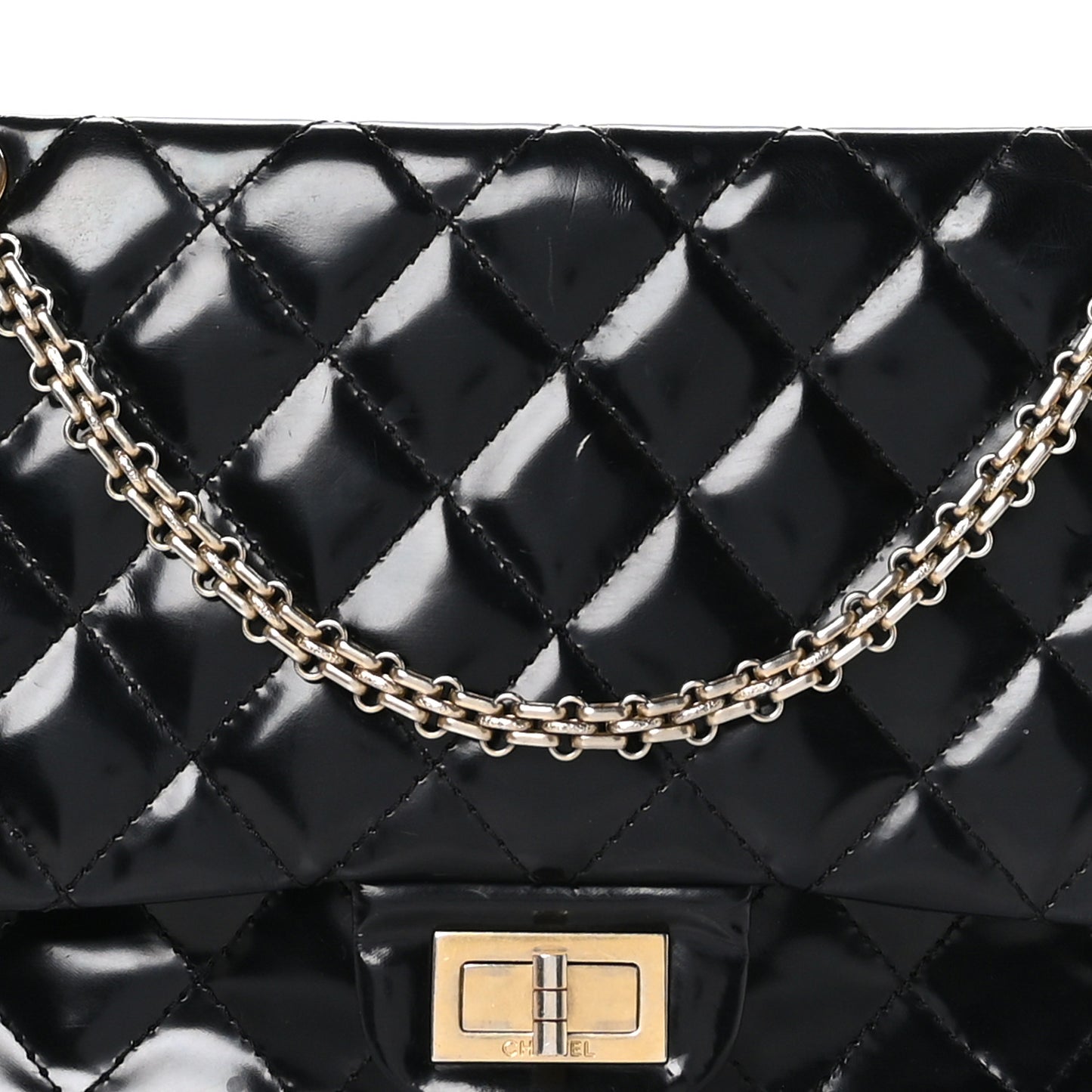 Patent Quilted 2.55 Reissue 227 Double Flap Black