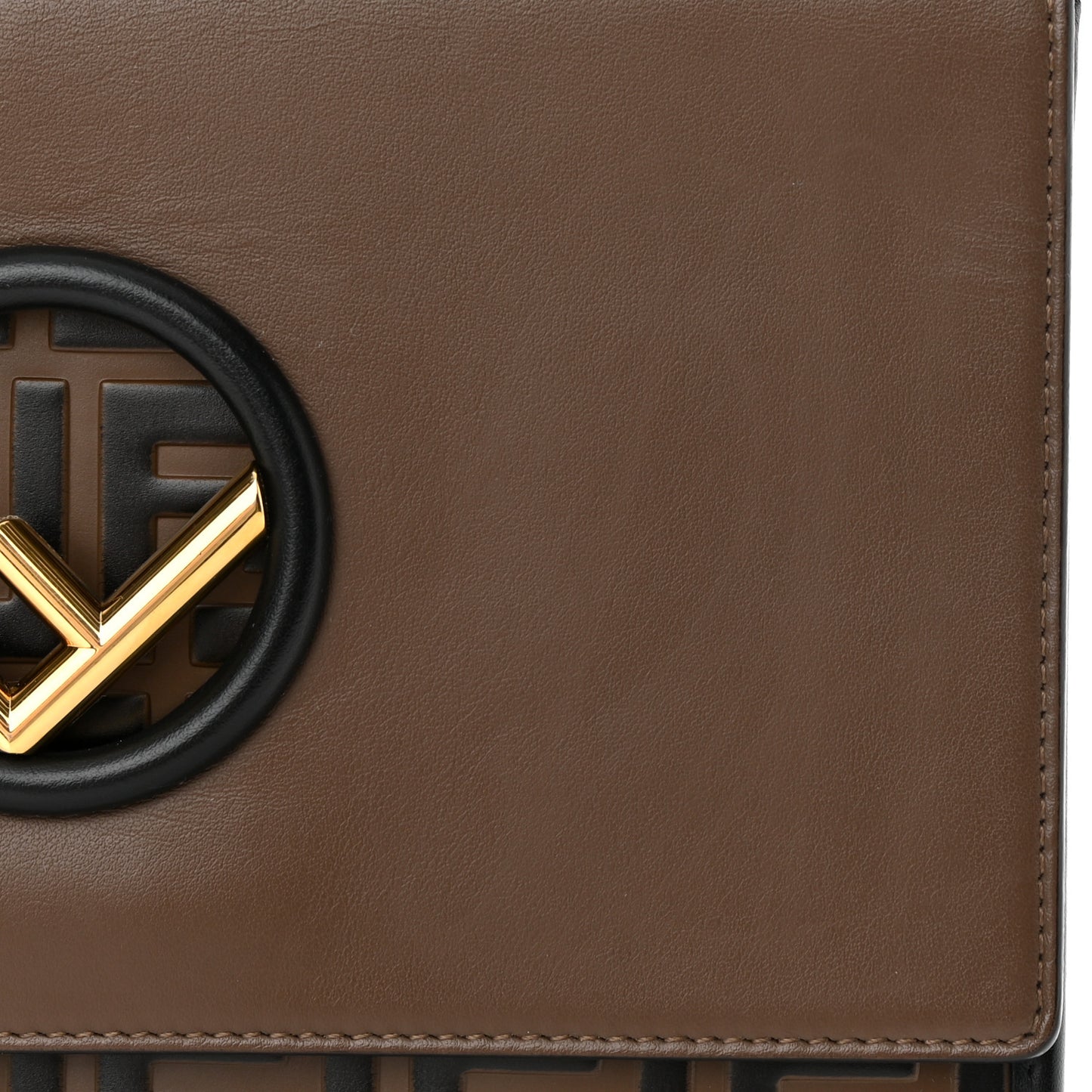 Vitello Century F is Fendi Bi-Color FF 1974 Embossed Kan I Shoulder Bag Maya Black