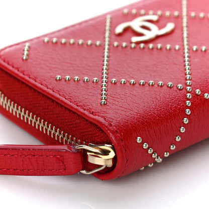 Chanel Shiny Lambskin Studded Rock The Diamond CC Zip Around Coin Purse Red 9 of 10