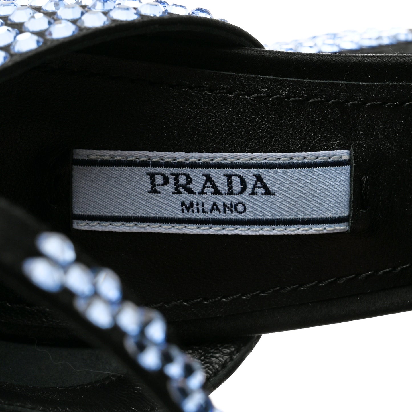 Satin Crystal Ankle Wrap 105mm Sandals 37.5 Cielo