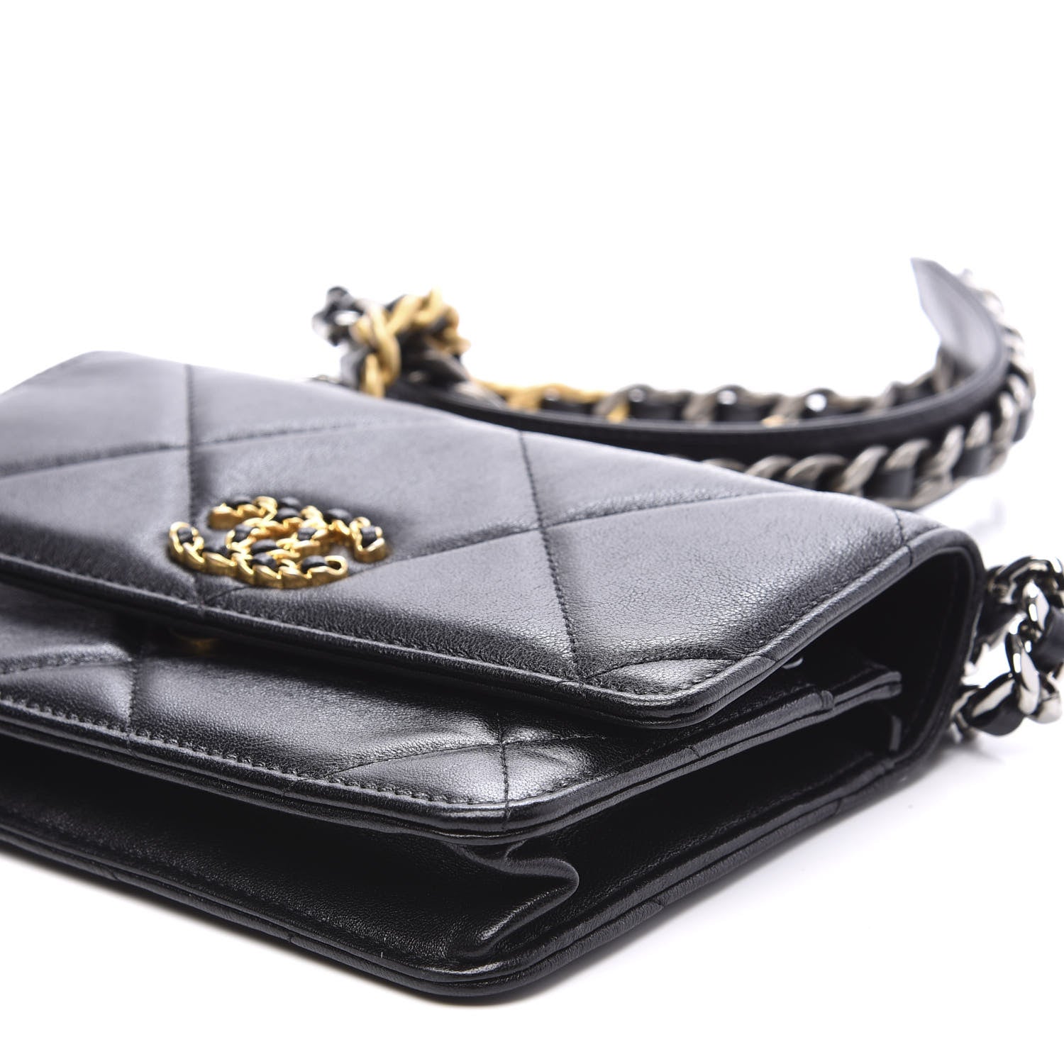 Chanel Lambskin Quilted 19 Wallet On Chain WOC Black 8 of 11