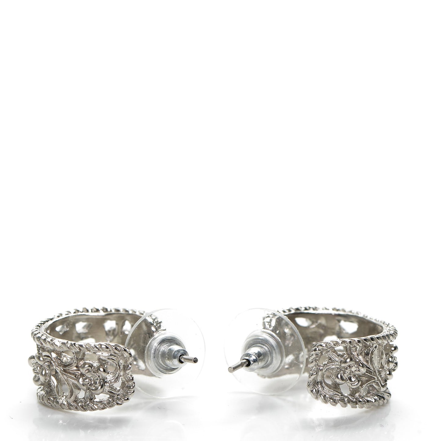 Filigree CC Hoop Earrings Silver