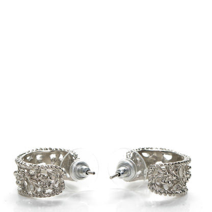 Chanel Filigree CC Hoop Earrings Silver 3 of 3