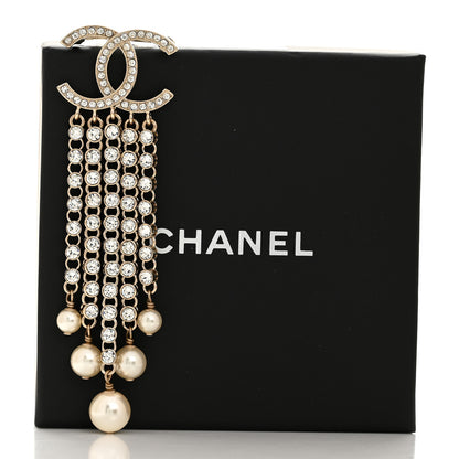 Chanel Crystal Pearl Multi Strand CC Brooch Gold Gold 4 of 4