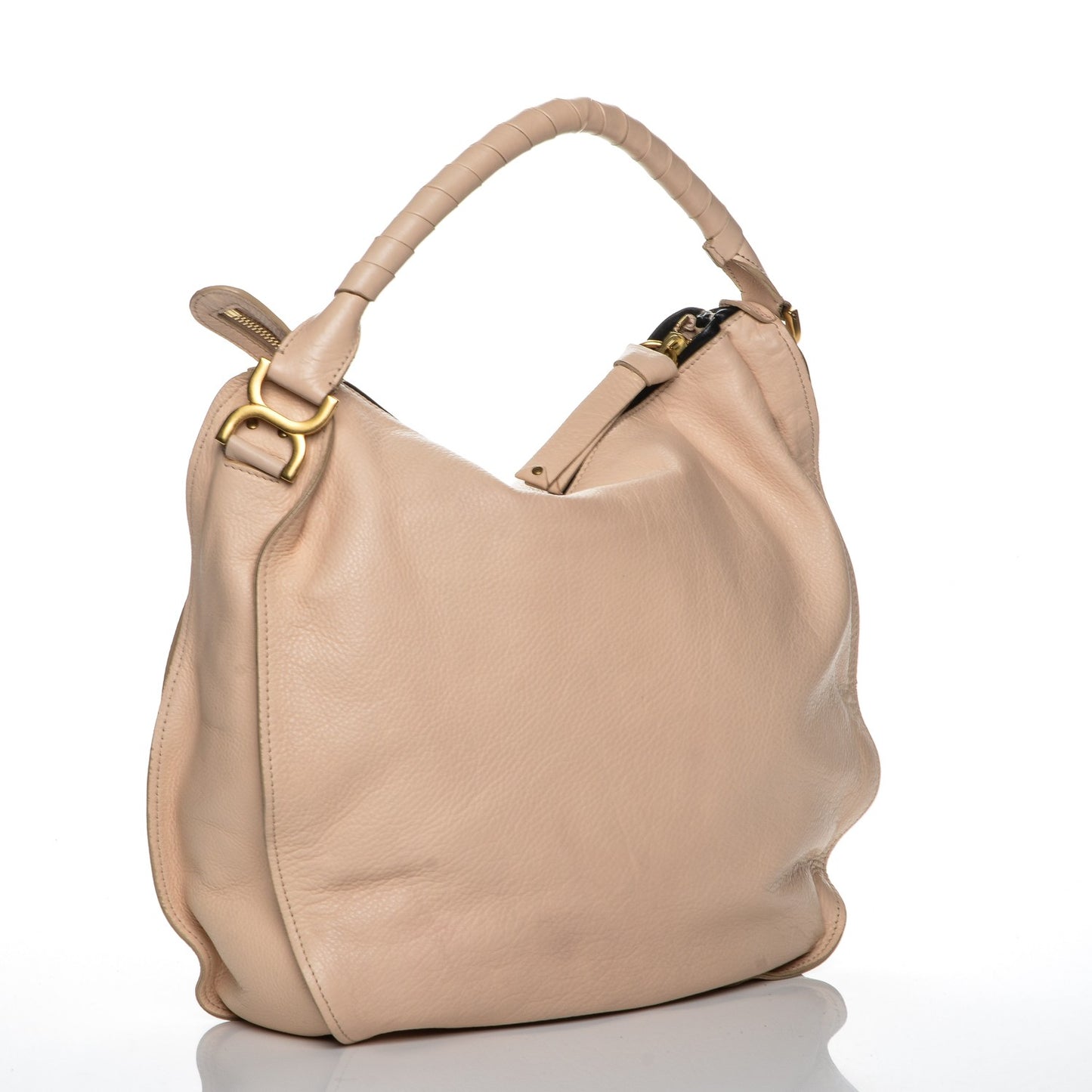 Calfskin Braided Large Marcie Hobo Pale Pink